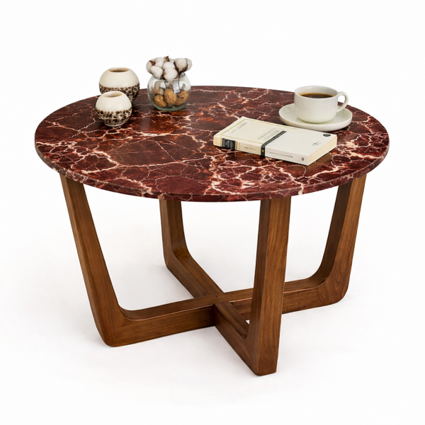 Mermer Tablali Ceviz Orta Sehpa 2